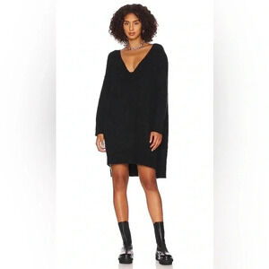 NEW WITH TAGS - Free People Black V-Neck Sweater Dress